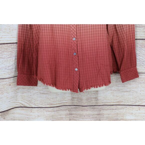 Humming Bird Womens Size Small Large Check Button Down Shirt Ombre Mauve Pink - Picture 4 of 6